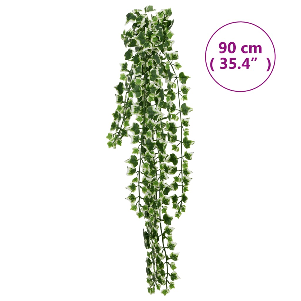 Kunsthangplanten 12 st 339 bladeren 90 cm groen en wit - AllerleiShop