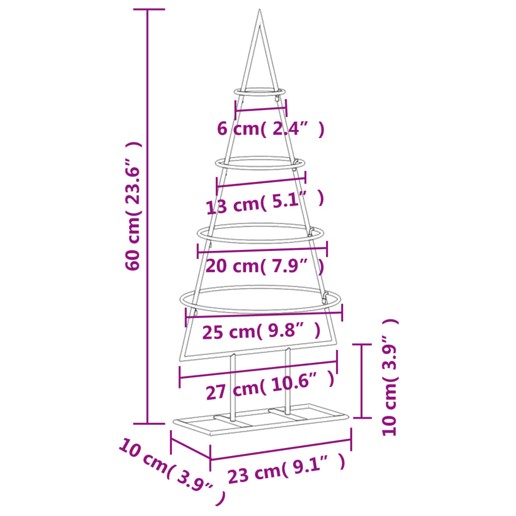 Kerstdecoratie kerstboom 60 cm metaal zwart - AllerleiShop