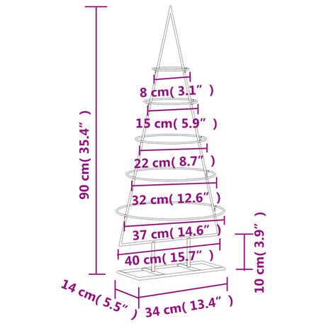 Kerstdecoratie kerstboom 90 cm metaal zwart - AllerleiShop