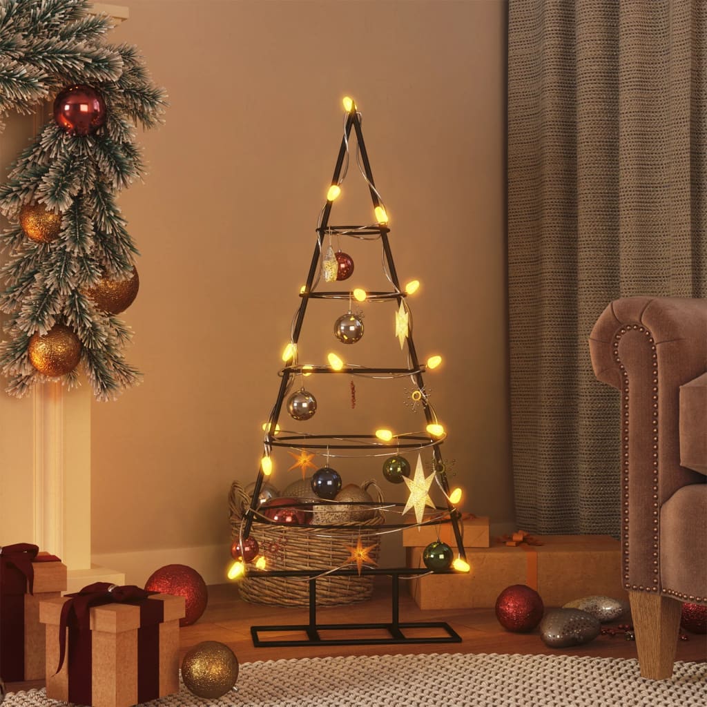 Kerstdecoratie kerstboom 90 cm metaal zwart - AllerleiShop