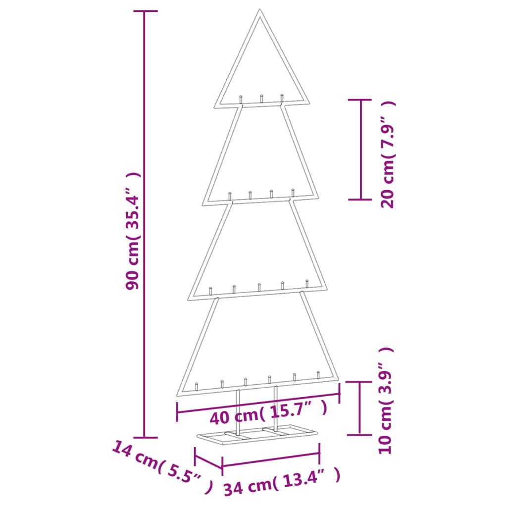 Kerstdecoratie kerstboom 90 cm metaal zwart - AllerleiShop