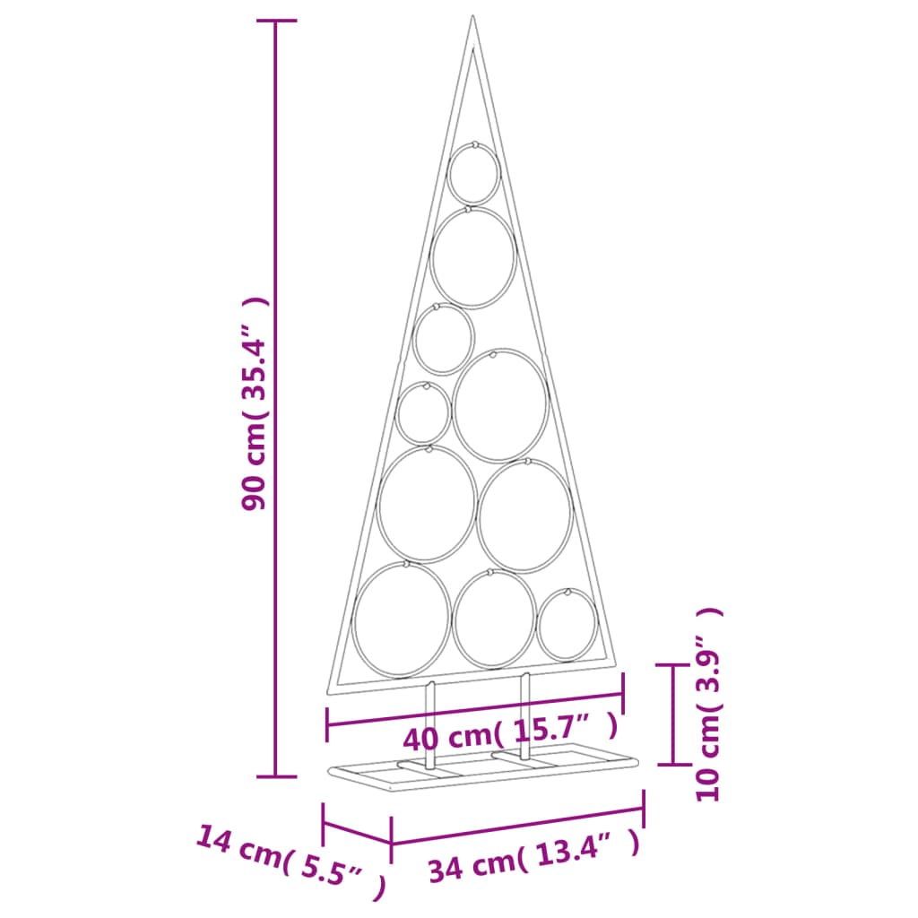 Kerstdecoratie kerstboom 90 cm metaal zwart - AllerleiShop