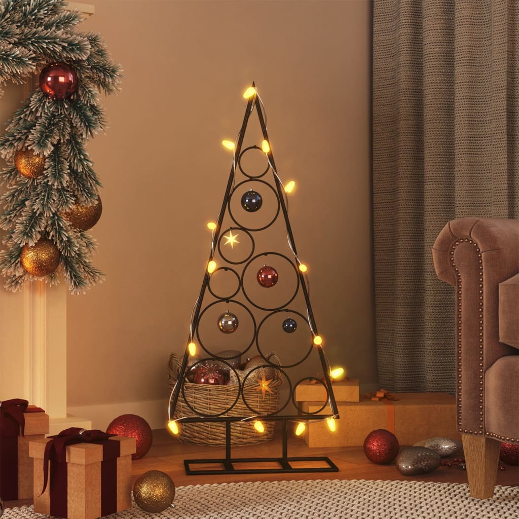 Kerstdecoratie kerstboom 90 cm metaal zwart - AllerleiShop