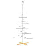 Kerstdecoratie kerstboom met houten basis 180 cm metaal zwart - AllerleiShop