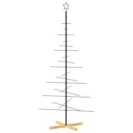 Kerstdecoratie kerstboom met houten basis 180 cm metaal zwart - AllerleiShop