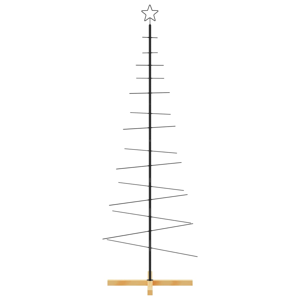 Kerstdecoratie kerstboom met houten basis 180 cm metaal zwart - AllerleiShop