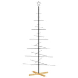 Kerstdecoratie kerstboom met houten basis 180 cm metaal zwart - AllerleiShop