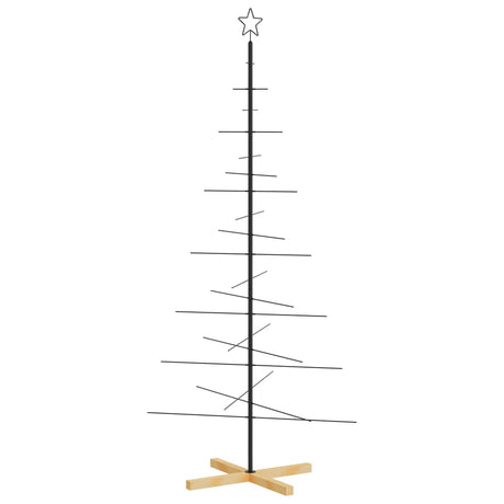 Kerstdecoratie kerstboom met houten basis 180 cm metaal zwart - AllerleiShop