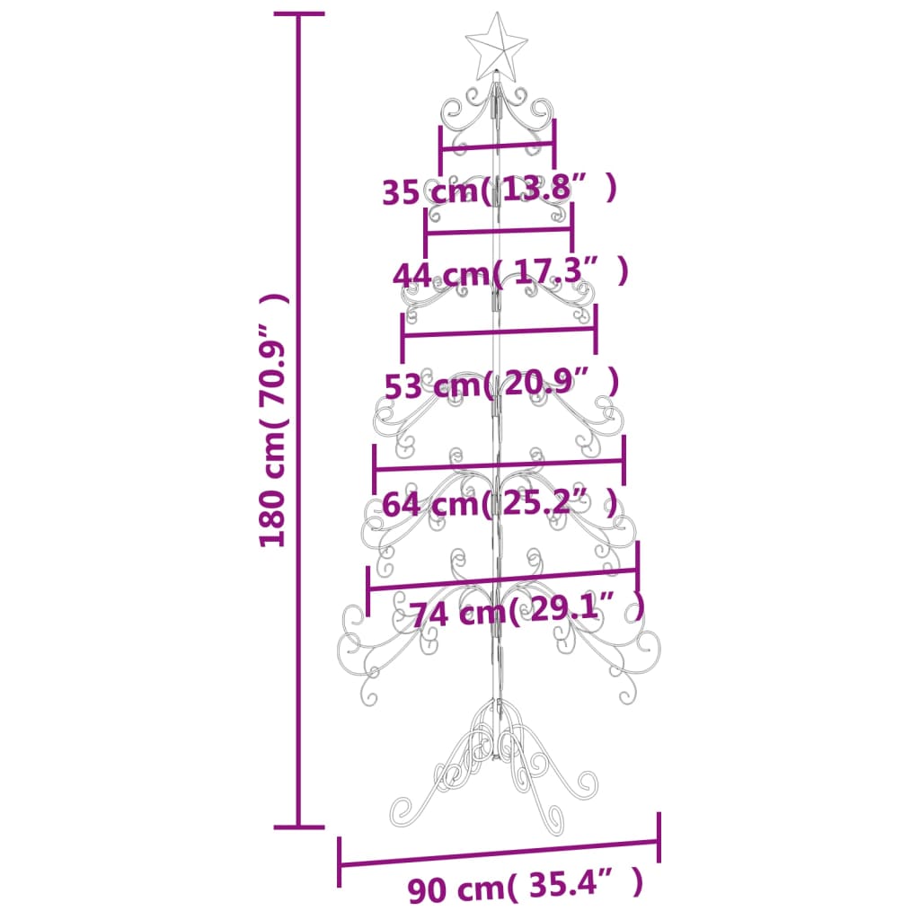 Kerstdecoratie kerstboom 180 cm metaal zwart - AllerleiShop