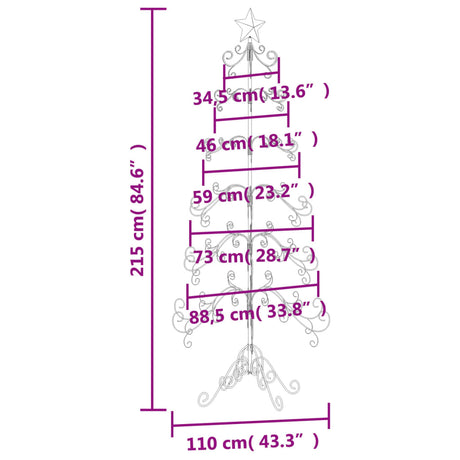 Kerstdecoratie kerstboom 215 cm metaal zwart - AllerleiShop