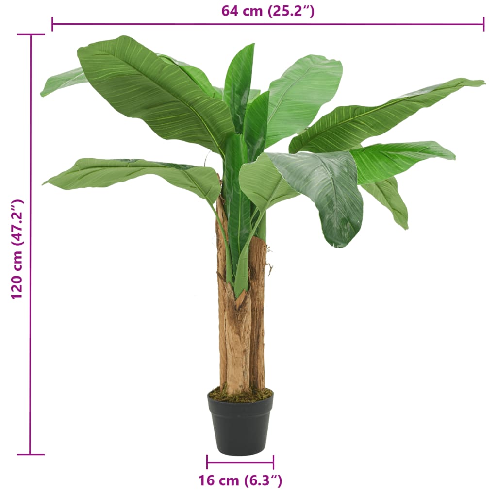 Kunstplant bananenboom 9 bladeren 120 cm groen - AllerleiShop