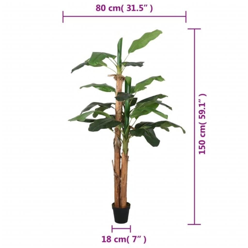 Kunstplant bananenboom 18 bladeren 150 cm groen - AllerleiShop