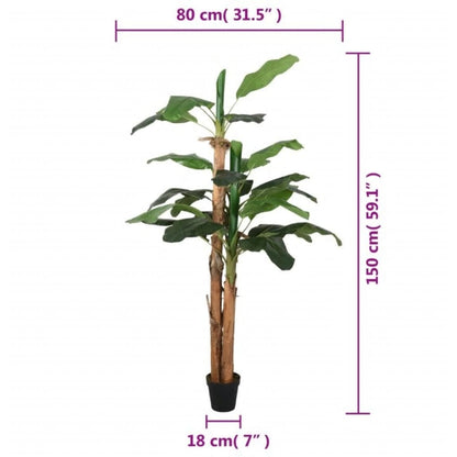 Kunstplant bananenboom 18 bladeren 150 cm groen - AllerleiShop