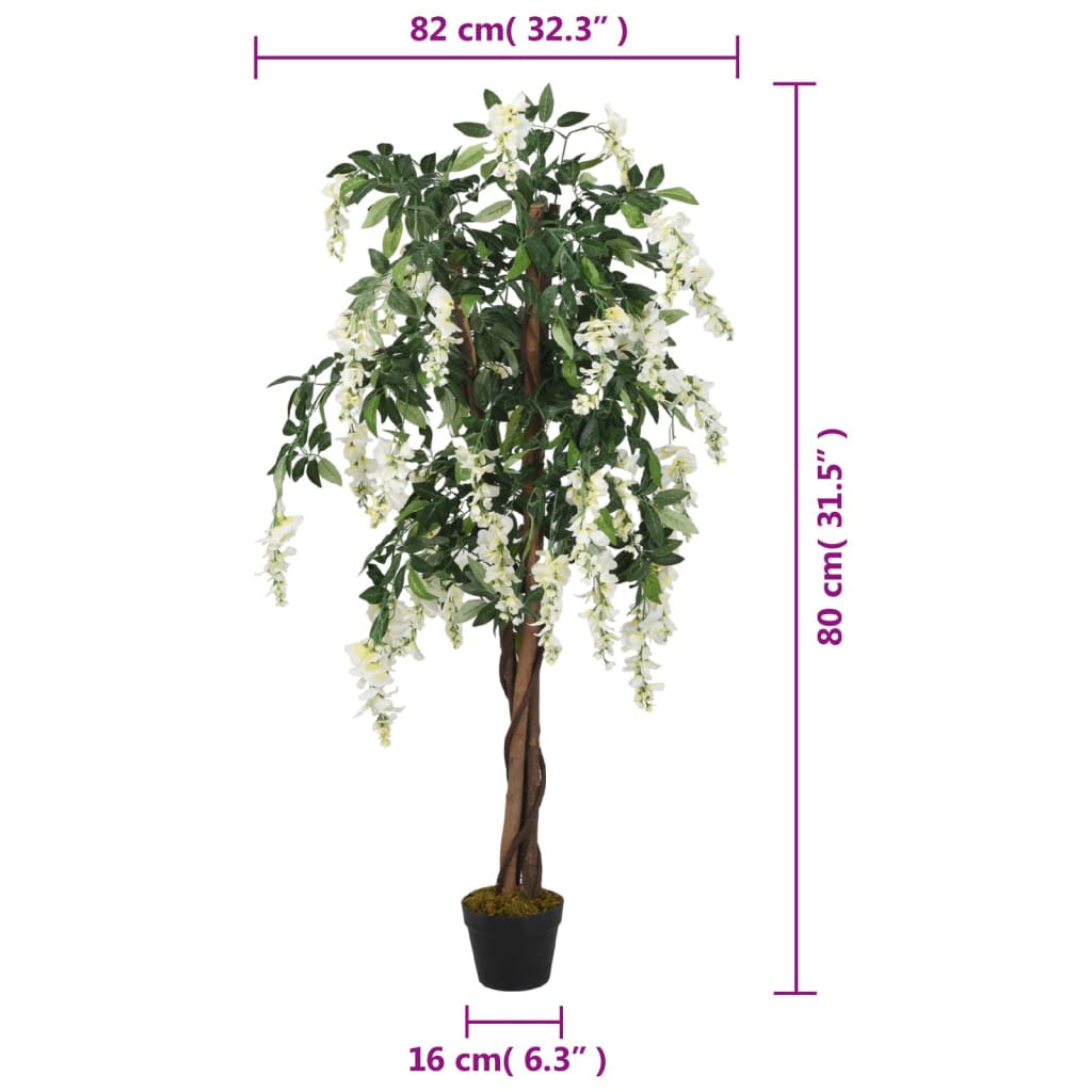 Kunstboom wisteria 560 bladeren 80 cm groen en wit - AllerleiShop