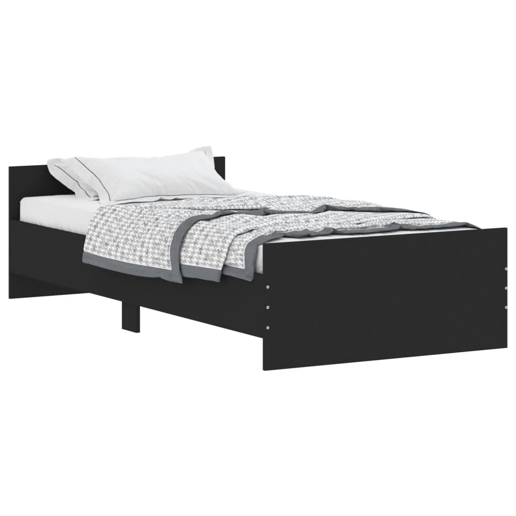 Bedframe bewerkt hout zwart 90x200 cm