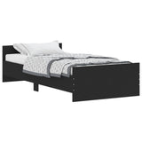 Bedframe bewerkt hout zwart 90x200 cm