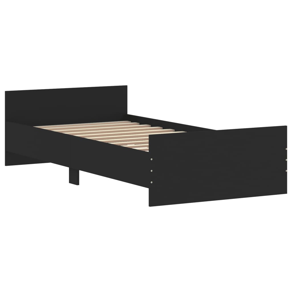 Bedframe bewerkt hout zwart 90x200 cm