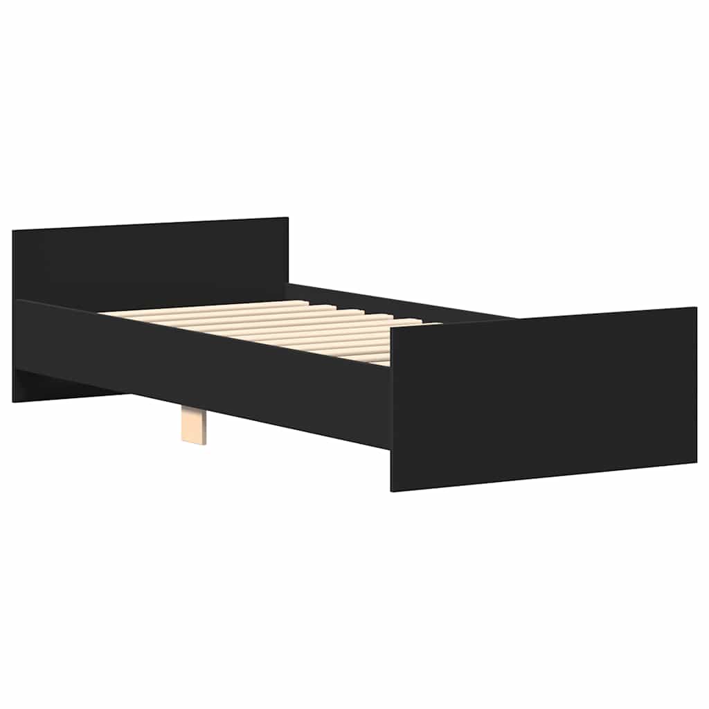 Bedframe bewerkt hout zwart 100x200 cm