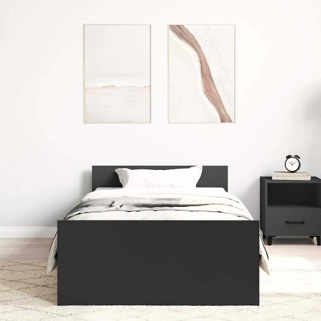 Bedframe bewerkt hout zwart 100x200 cm