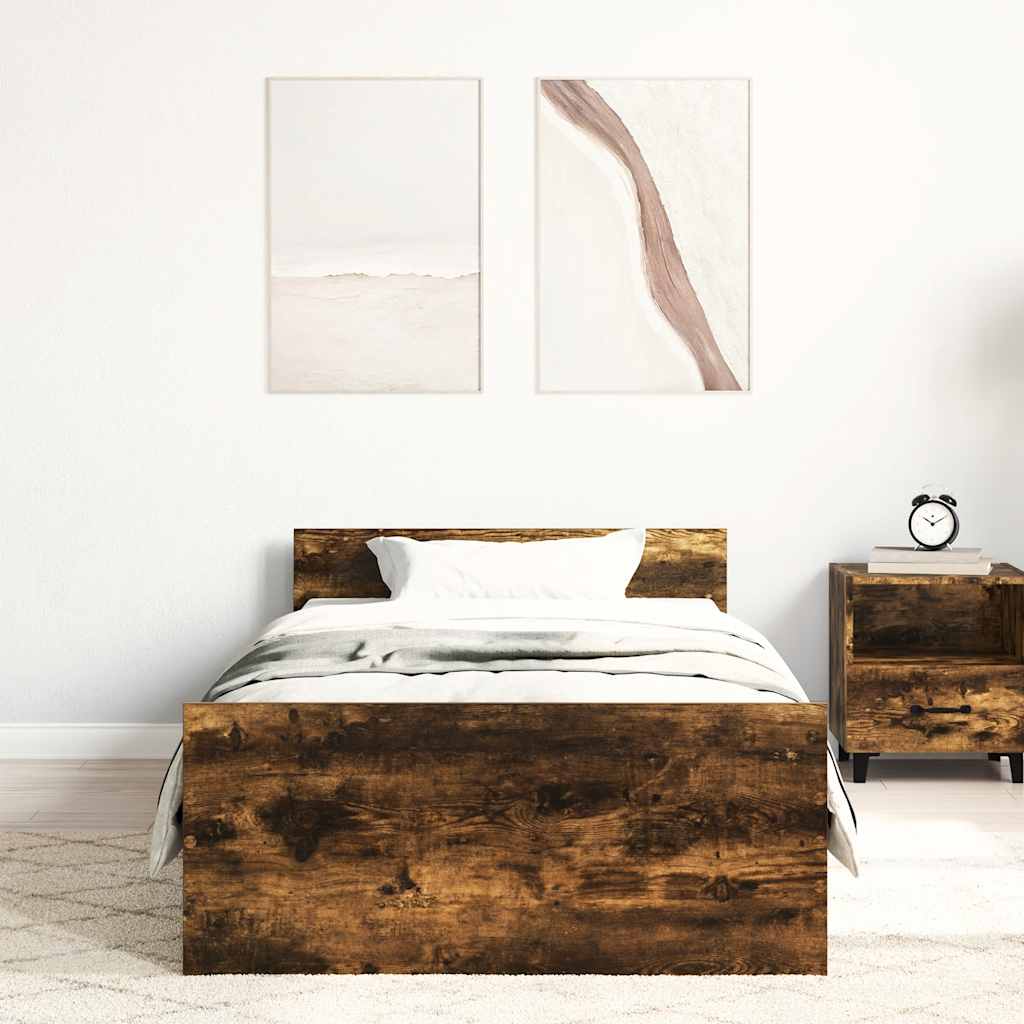 Bedframe zonder matras hout gerookt eikenkleurig 100x200 cm