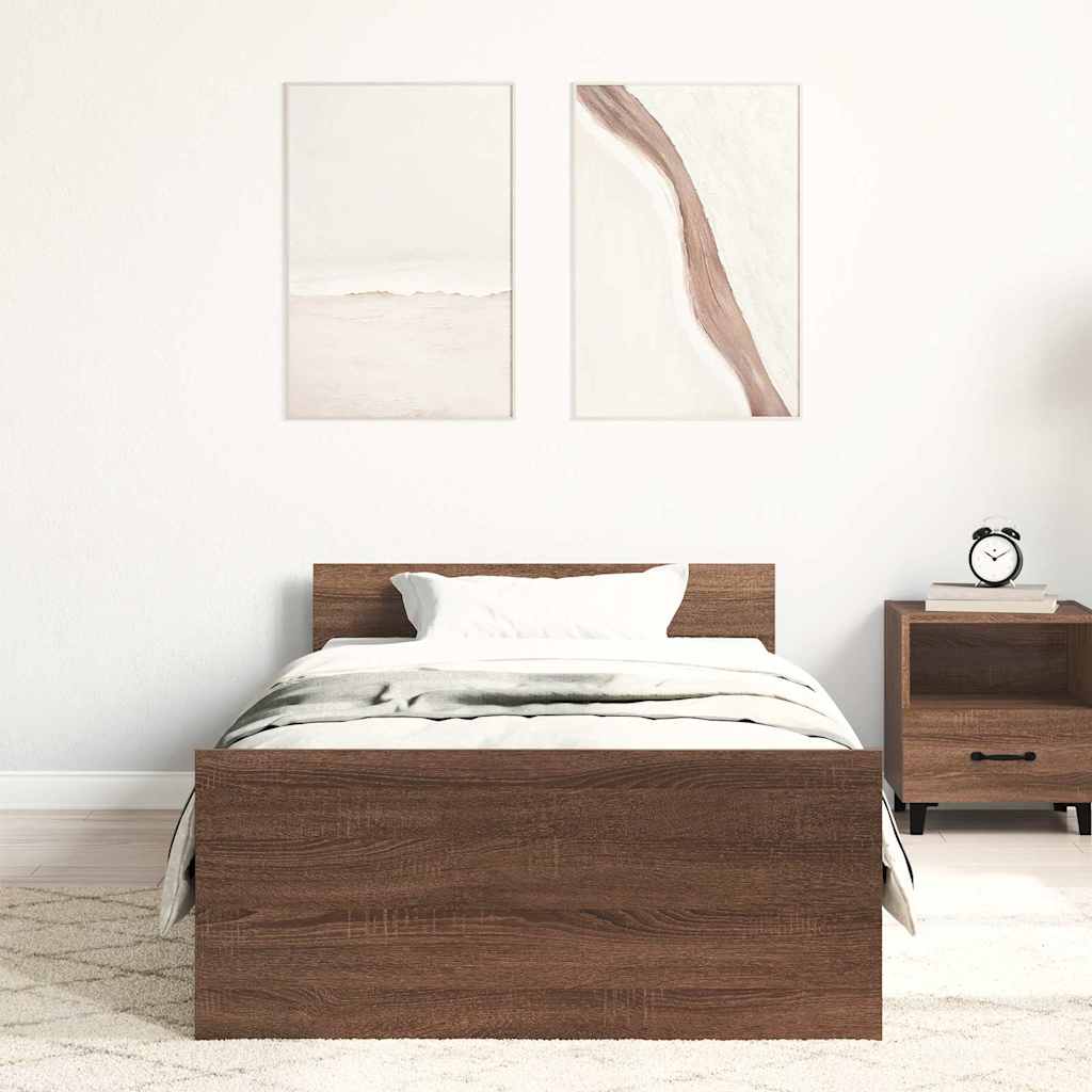 Bedframe zonder matras bewerkt hout bruin eikenkleur 100x200 cm