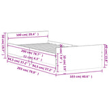 Bedframe zonder matras bewerkt hout bruin eikenkleur 100x200 cm