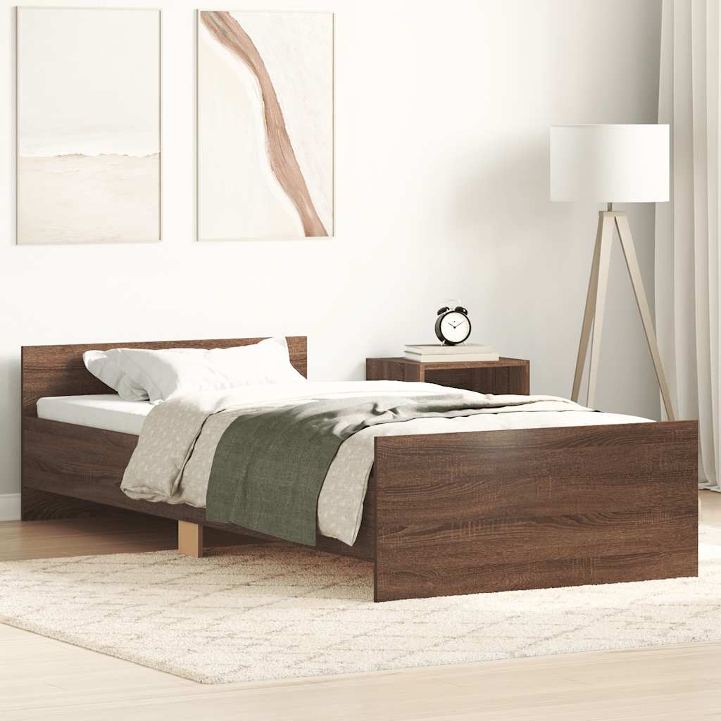 Bedframe zonder matras bewerkt hout bruin eikenkleur 100x200 cm