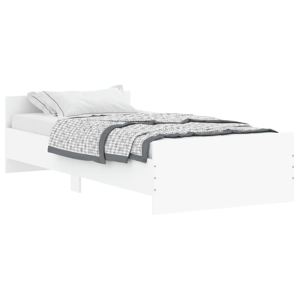 Bedframe bewerkt hout wit 90x190 cm