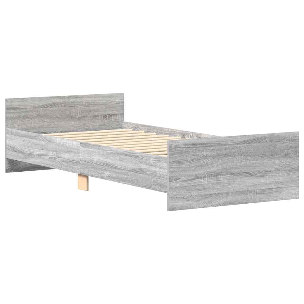 Bedframe bewerkt hout grijs sonoma eikenkleurig 90x190 cm