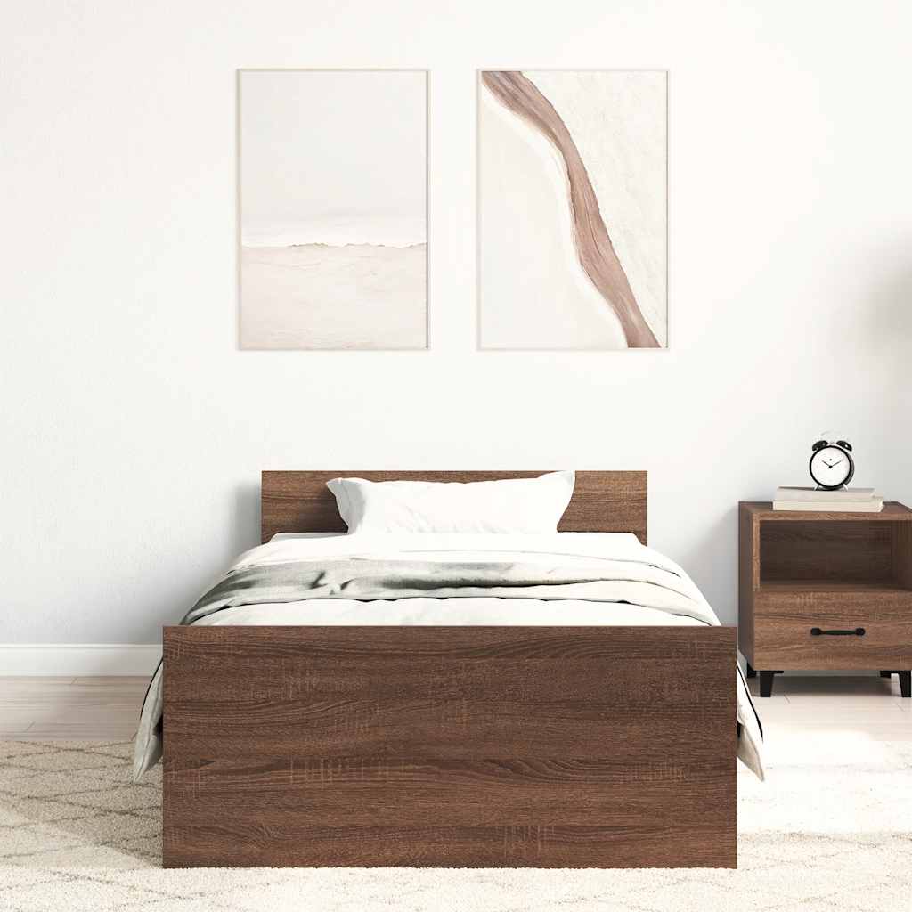 Bedframe zonder matras bewerkt hout bruin eikenkleur 90x190 cm