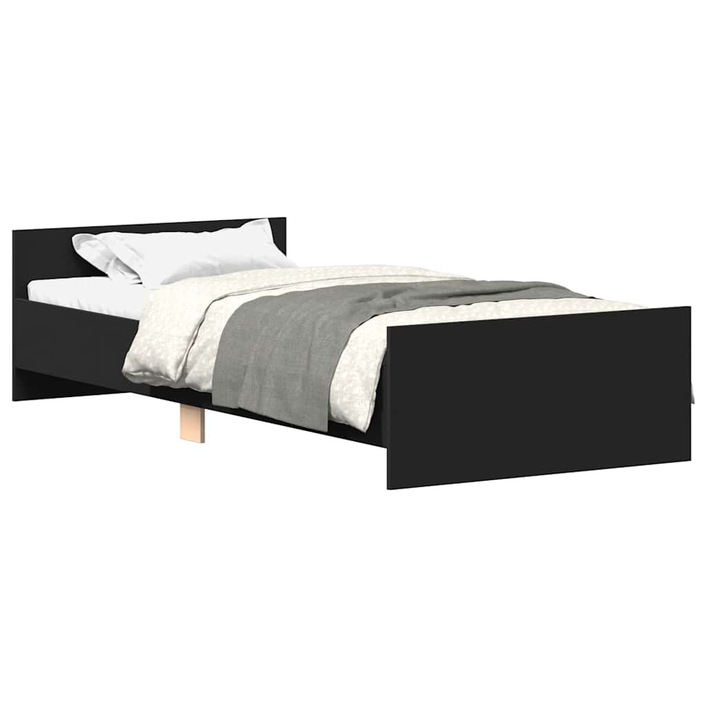 Bedframe bewerkt hout zwart 75x190 cm
