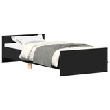 Bedframe bewerkt hout zwart 75x190 cm