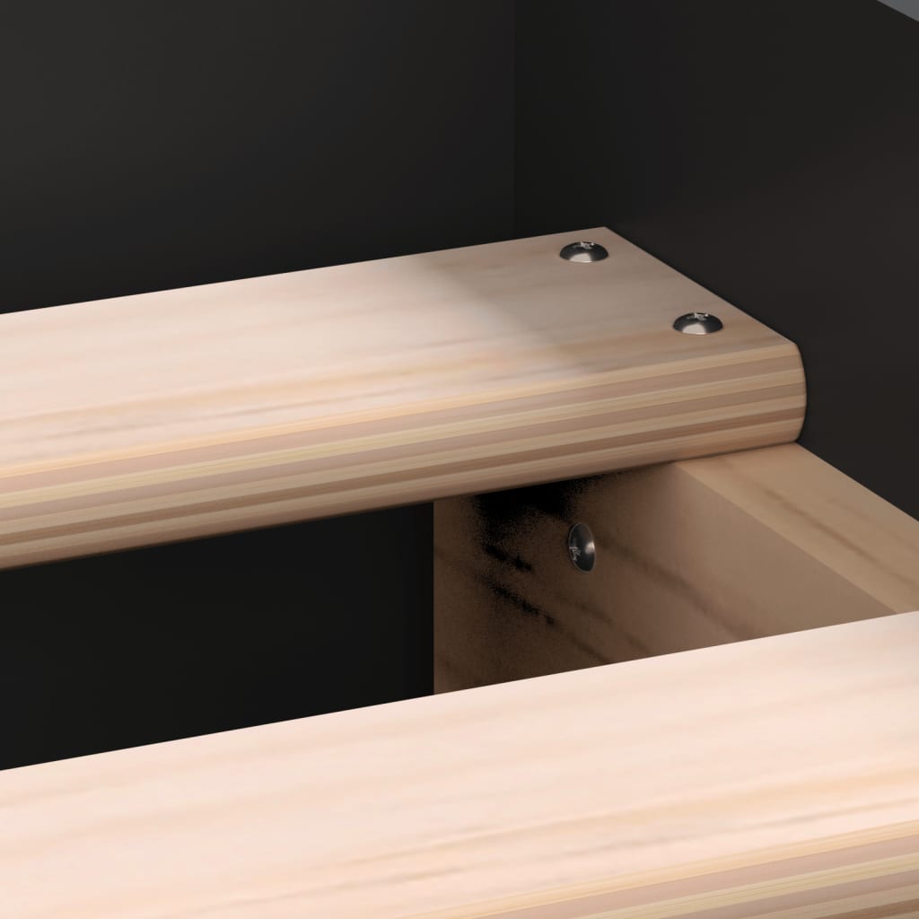Bedframe bewerkt hout zwart 75x190 cm