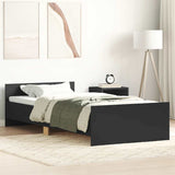 Bedframe bewerkt hout zwart 75x190 cm