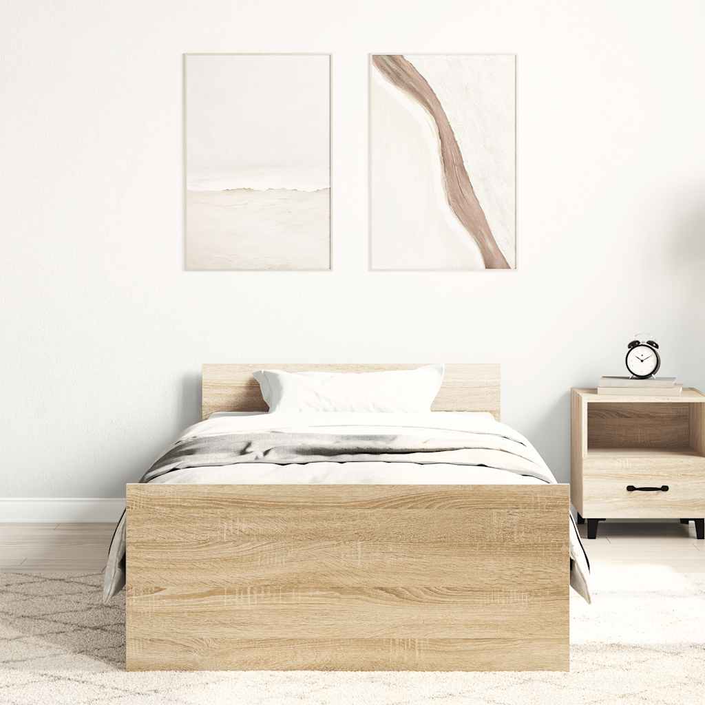 Bedframe zonder matras hout sonoma eikenkleurig 75x190 cm