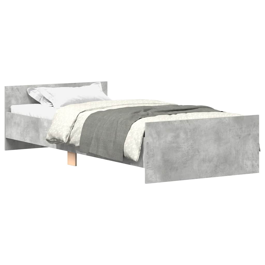 Bedframe bewerkt hout betongrijs 75x190 cm