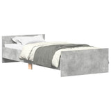 Bedframe bewerkt hout betongrijs 75x190 cm