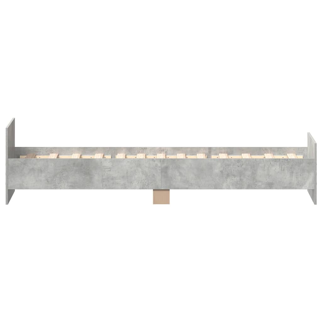 Bedframe bewerkt hout betongrijs 75x190 cm