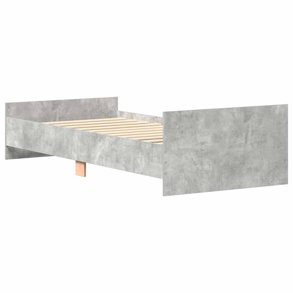 Bedframe bewerkt hout betongrijs 75x190 cm