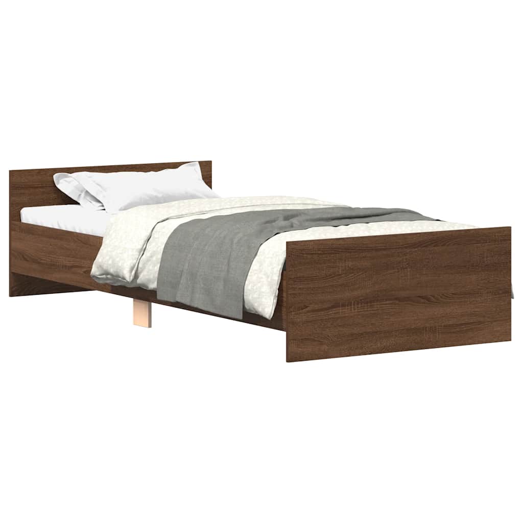 Bedframe zonder matras bewerkt hout bruin eikenkleur 75x190 cm