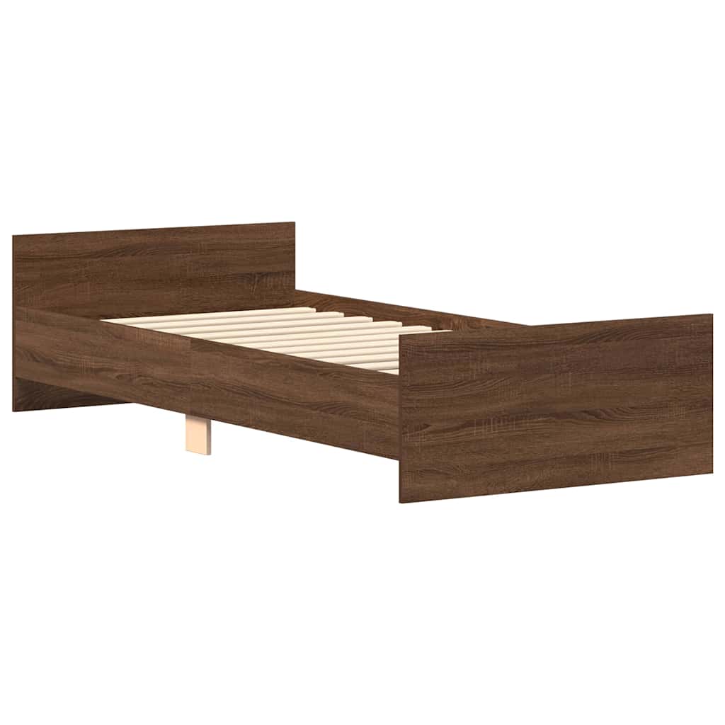 Bedframe zonder matras bewerkt hout bruin eikenkleur 75x190 cm