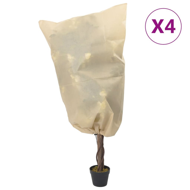 Vlieshoezen voor planten met trekkoord 4 st 70 g/m² 0,8x0,8 m - AllerleiShop