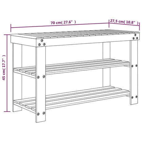 Schoenenrek 3-laags 70x27,5x45 cm bamboe - AllerleiShop