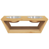 Hondenvoerbakken verhoogd 35,5x18x10,5 cm bamboe - AllerleiShop