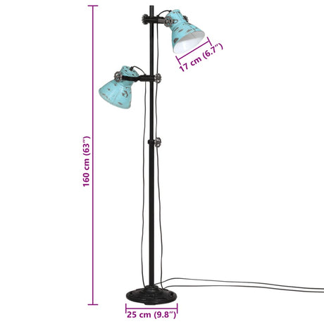 Vloerlamp 25 W E27 25x25x90/140 cm verweerd blauw - AllerleiShop