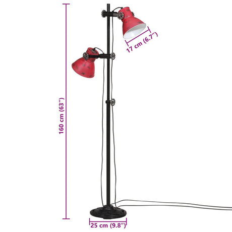 Vloerlamp 25 W E27 25x25x90/140 cm verweerd rood - AllerleiShop