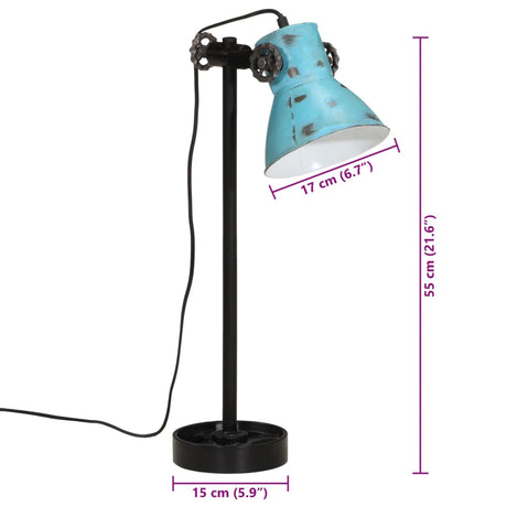 Bureaulamp 25 W E27 15x15x55 cm verweerd blauw - AllerleiShop