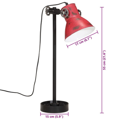 Bureaulamp 25 W E27 15x15x55 cm verweerd rood - AllerleiShop