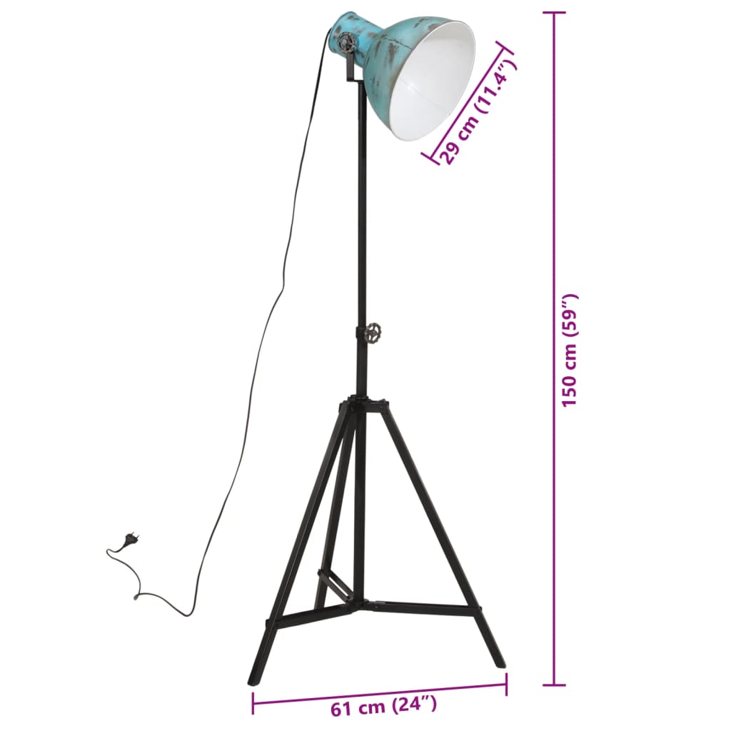 Vloerlamp 25 W E27 61x61x90/150 cm verweerd blauw - AllerleiShop