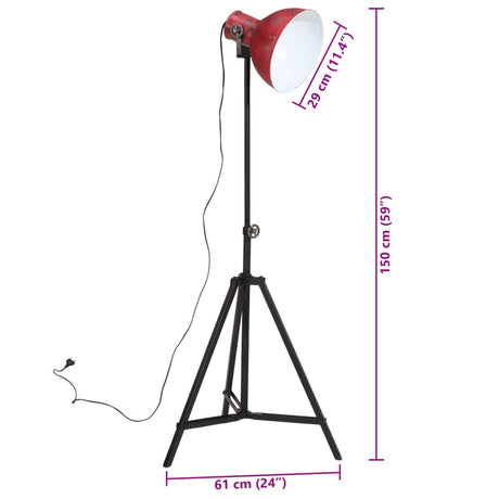 Vloerlamp 25 W E27 61x61x90/150 cm verweerd rood - AllerleiShop